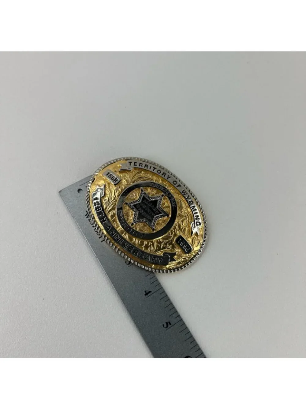 1996 Albany County Wyoming 128 Th Anniversary commemorative Belt Buckle